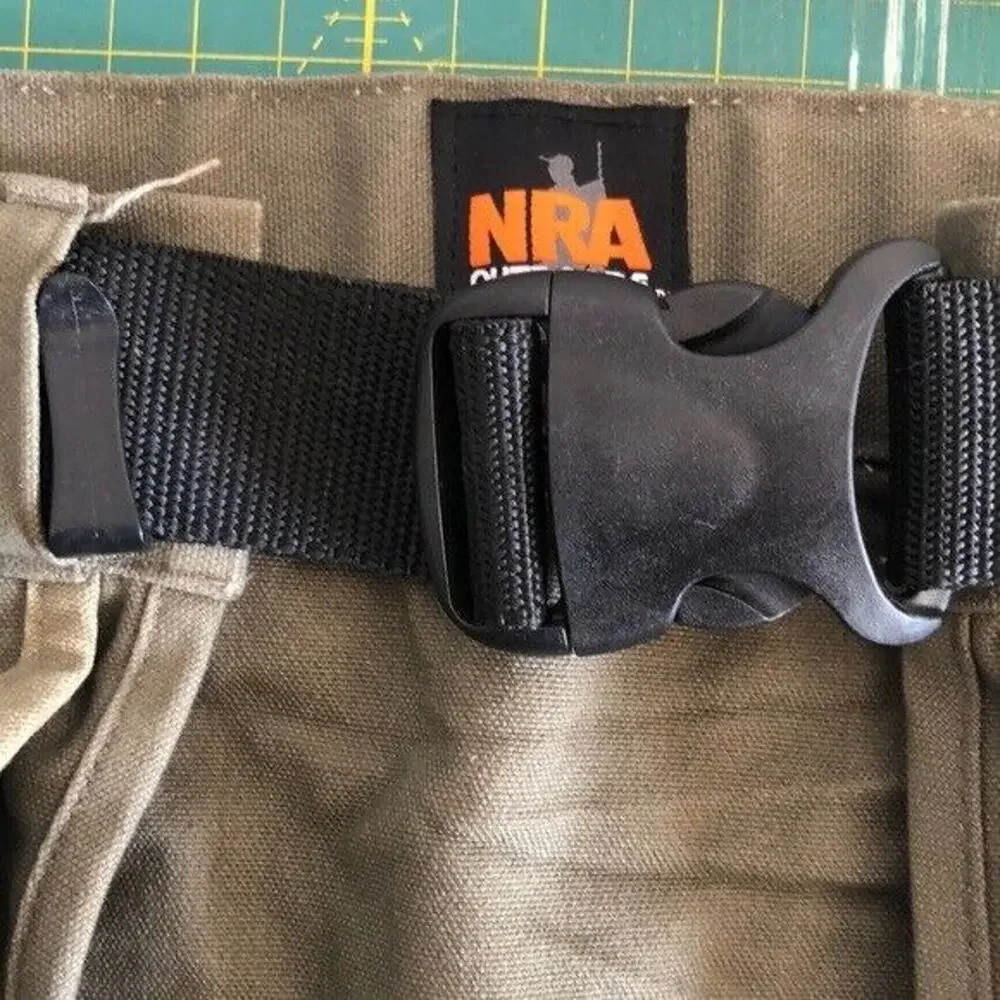 NRA Outdoors hunting hiking Shooting Belt pockets zippers adjustable canvas